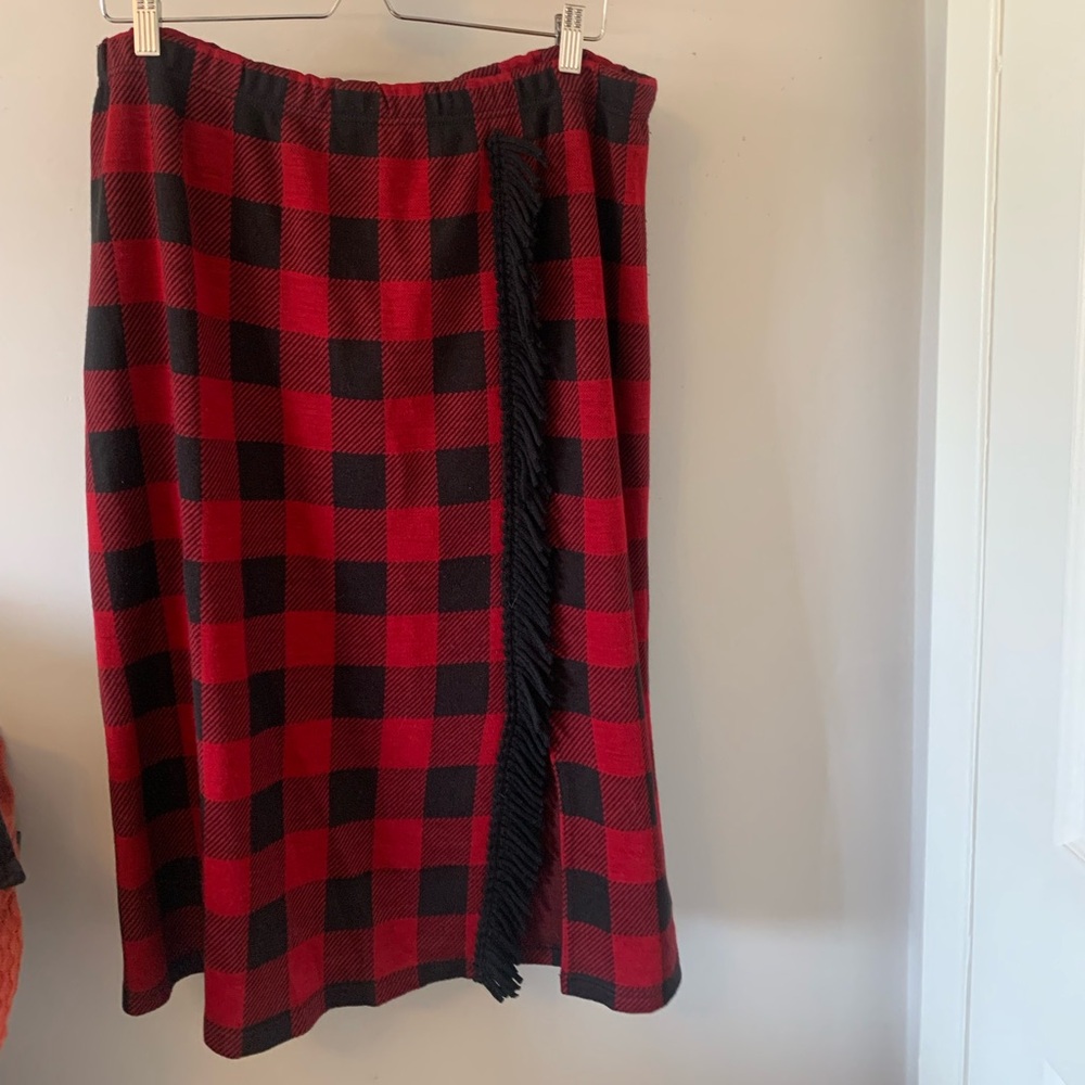 Lennie For Nina Leonard Black & Red Plaid Midi Skirt 2X
